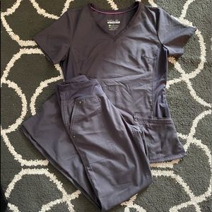 Healing Hands Purple Label Yoga Grey Scrub Set